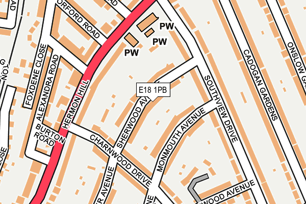 E18 1PB map - OS OpenMap – Local (Ordnance Survey)