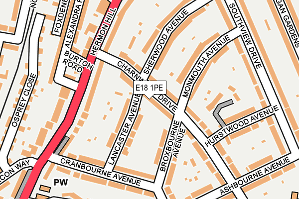 E18 1PE map - OS OpenMap – Local (Ordnance Survey)