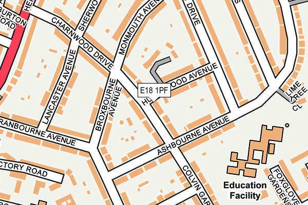 E18 1PF map - OS OpenMap – Local (Ordnance Survey)