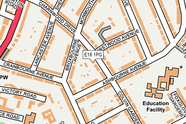 E18 1PG map - OS OpenMap – Local (Ordnance Survey)