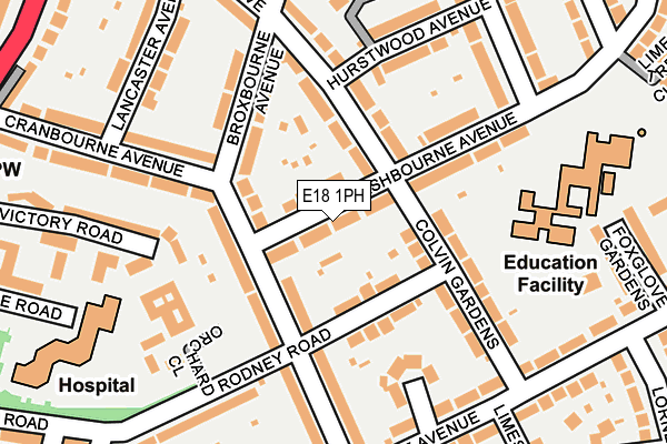 E18 1PH map - OS OpenMap – Local (Ordnance Survey)