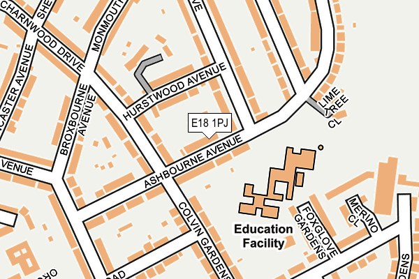 E18 1PJ map - OS OpenMap – Local (Ordnance Survey)