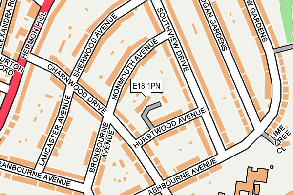 E18 1PN map - OS OpenMap – Local (Ordnance Survey)