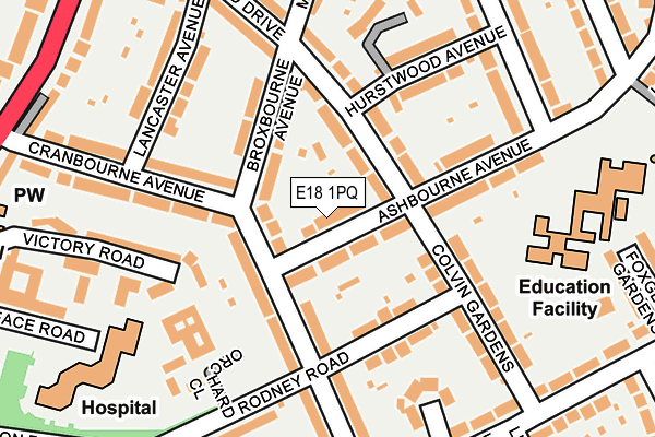 E18 1PQ map - OS OpenMap – Local (Ordnance Survey)