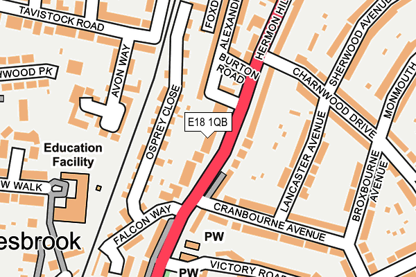 E18 1QB map - OS OpenMap – Local (Ordnance Survey)