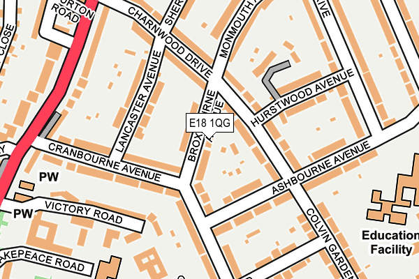 E18 1QG map - OS OpenMap – Local (Ordnance Survey)
