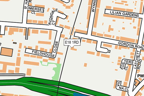 E18 1RD map - OS OpenMap – Local (Ordnance Survey)