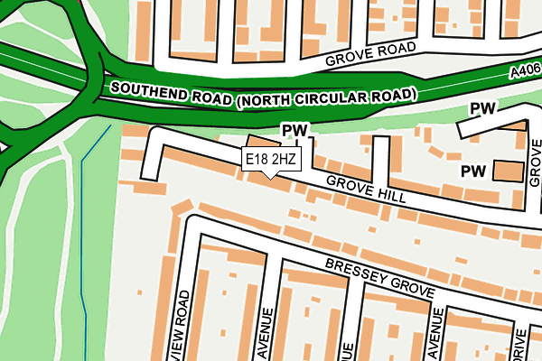 E18 2HZ map - OS OpenMap – Local (Ordnance Survey)