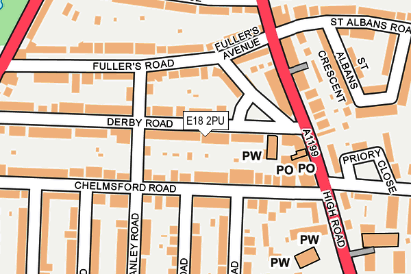 E18 2PU map - OS OpenMap – Local (Ordnance Survey)