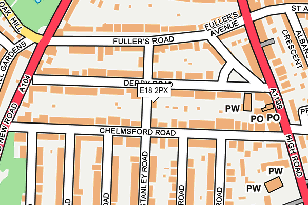 E18 2PX map - OS OpenMap – Local (Ordnance Survey)