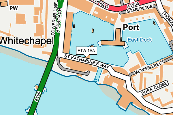 E1W 1AA map - OS OpenMap – Local (Ordnance Survey)