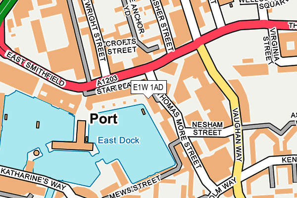 E1W 1AD map - OS OpenMap – Local (Ordnance Survey)