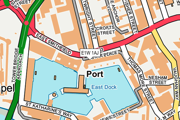 E1W 1AJ map - OS OpenMap – Local (Ordnance Survey)