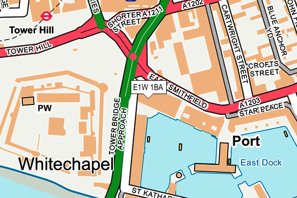 E1W 1BA map - OS OpenMap – Local (Ordnance Survey)