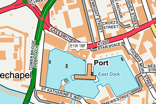 E1W 1BF map - OS OpenMap – Local (Ordnance Survey)