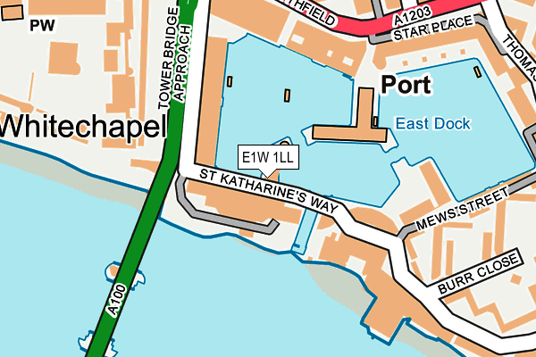 E1W 1LL map - OS OpenMap – Local (Ordnance Survey)