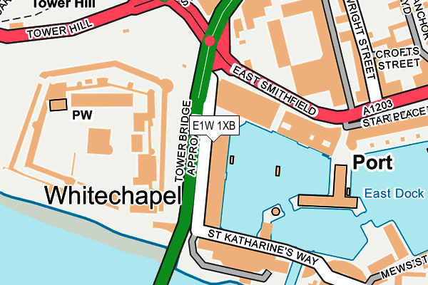 E1W 1XB map - OS OpenMap – Local (Ordnance Survey)