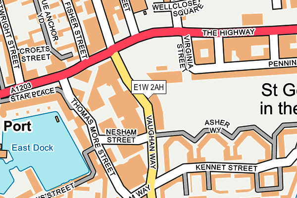 E1W 2AH map - OS OpenMap – Local (Ordnance Survey)