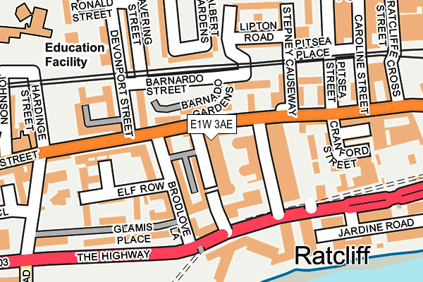 E1W 3AE map - OS OpenMap – Local (Ordnance Survey)