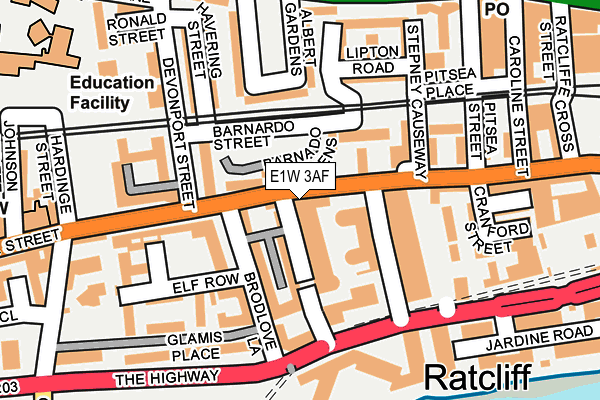 E1W 3AF map - OS OpenMap – Local (Ordnance Survey)