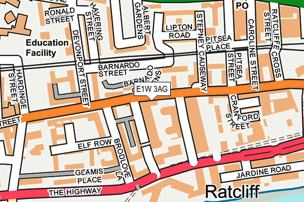 E1W 3AG map - OS OpenMap – Local (Ordnance Survey)