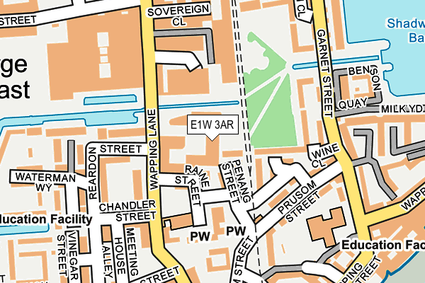 E1W 3AR map - OS OpenMap – Local (Ordnance Survey)
