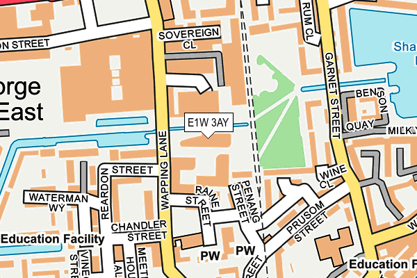 E1W 3AY map - OS OpenMap – Local (Ordnance Survey)