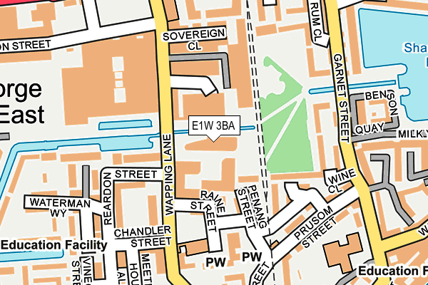 E1W 3BA map - OS OpenMap – Local (Ordnance Survey)