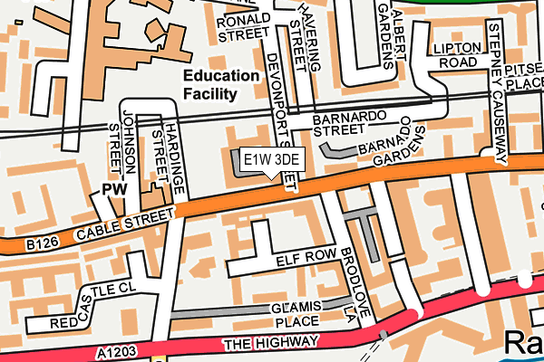 E1W 3DE map - OS OpenMap – Local (Ordnance Survey)