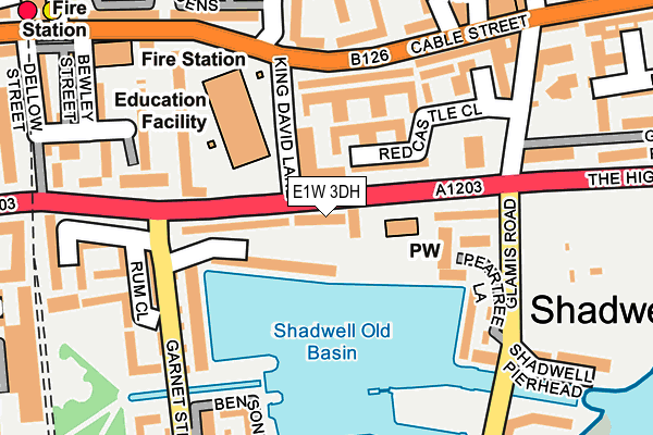 E1W 3DH map - OS OpenMap – Local (Ordnance Survey)