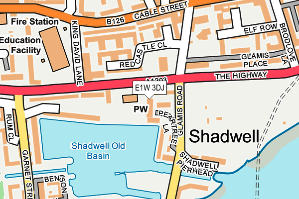 E1W 3DJ map - OS OpenMap – Local (Ordnance Survey)