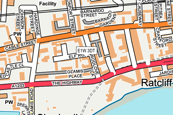 E1W 3DT map - OS OpenMap – Local (Ordnance Survey)