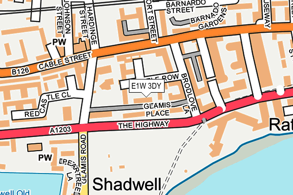 E1W 3DY map - OS OpenMap – Local (Ordnance Survey)