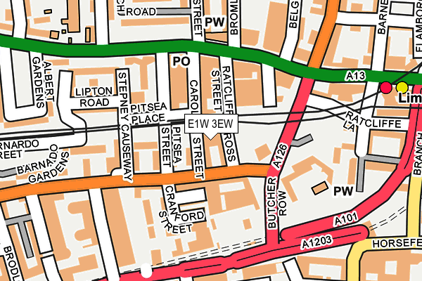 E1W 3EW map - OS OpenMap – Local (Ordnance Survey)