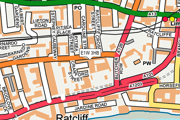 E1W 3HB map - OS OpenMap – Local (Ordnance Survey)