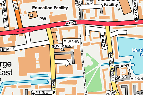 E1W 3HW map - OS OpenMap – Local (Ordnance Survey)