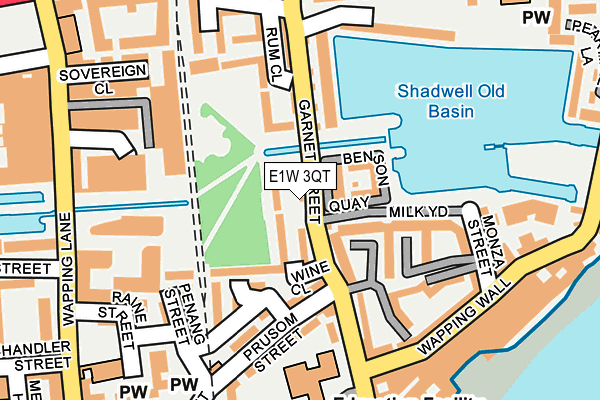 E1W 3QT map - OS OpenMap – Local (Ordnance Survey)