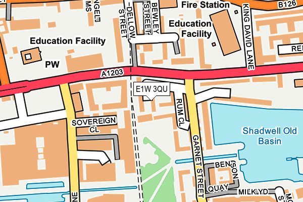 E1W 3QU map - OS OpenMap – Local (Ordnance Survey)