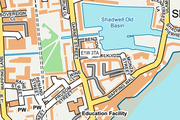 E1W 3TA map - OS OpenMap – Local (Ordnance Survey)