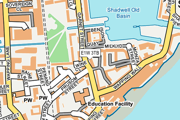 E1W 3TB map - OS OpenMap – Local (Ordnance Survey)