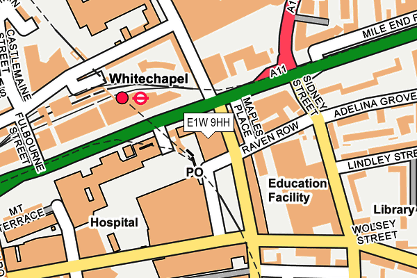 E1W 9HH map - OS OpenMap – Local (Ordnance Survey)