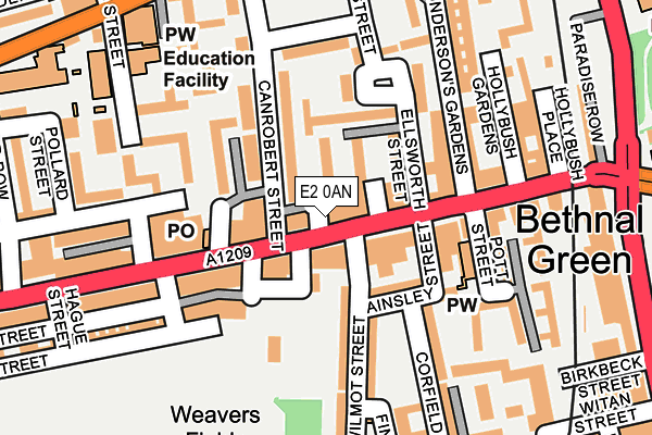 E2 0AN map - OS OpenMap – Local (Ordnance Survey)