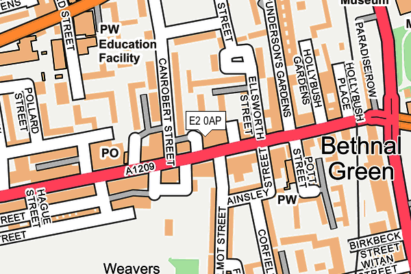E2 0AP map - OS OpenMap – Local (Ordnance Survey)