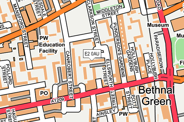 E2 0AU map - OS OpenMap – Local (Ordnance Survey)