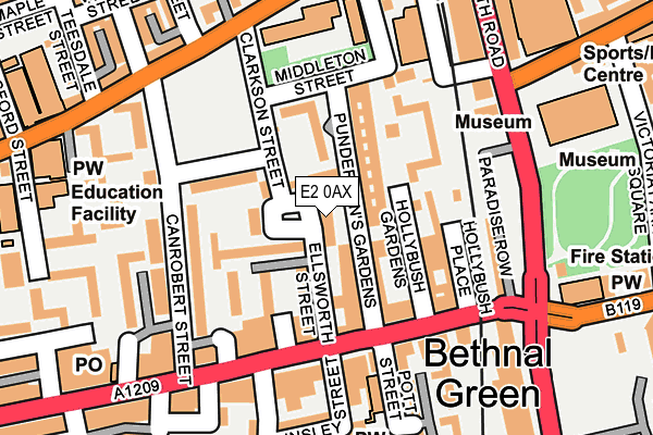 E2 0AX map - OS OpenMap – Local (Ordnance Survey)