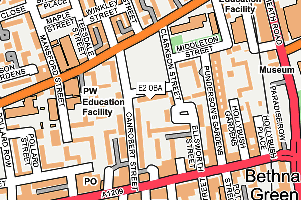 E2 0BA map - OS OpenMap – Local (Ordnance Survey)