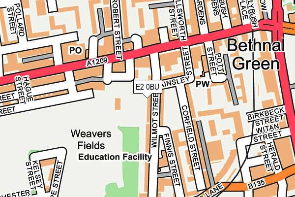 E2 0BU map - OS OpenMap – Local (Ordnance Survey)