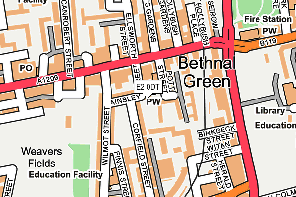 E2 0DT map - OS OpenMap – Local (Ordnance Survey)