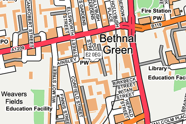 E2 0EG map - OS OpenMap – Local (Ordnance Survey)
