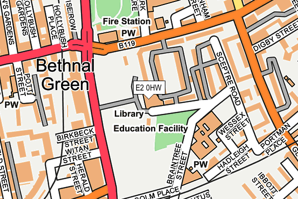 E2 0HW map - OS OpenMap – Local (Ordnance Survey)